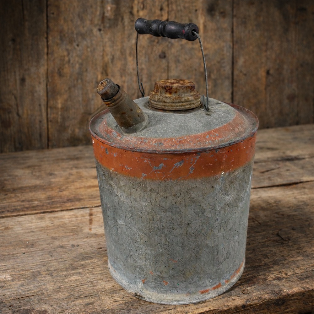 Vintage Galvanized Fuel Can Spout Handle Primitive Gas Kerosene Early 1900s
